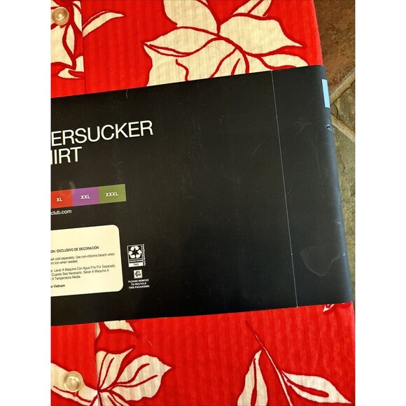 Gap Men Short Sleeve Seersucker Shirt S Cayenne Flower Fill New Red Relaxed - Picture 4 of 12